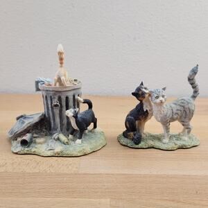 Vintage Signed 1980s Lowell Davis Cat Figurines RFD Scotland Bottoms Up